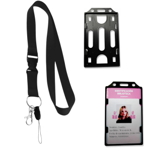KIT Lanyard + Porta Credencial Negro